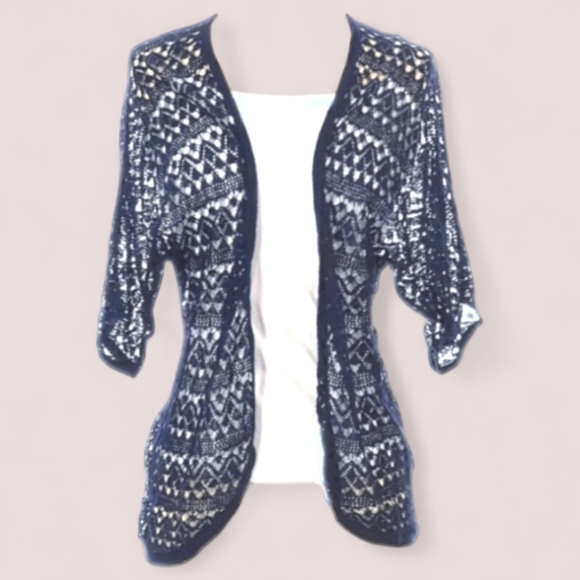 💙The Limited Short Sleeve Open Cardigan Dark Blue/Navy Blue - Picture 1 of 6